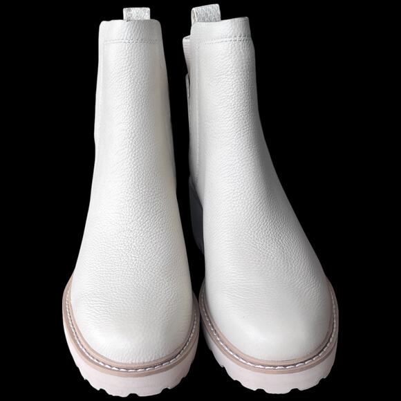 DOLCE VITA Huey H2O Women's 7.5 Boots Ivory Chelsea Leather Booties Lug Sole - Picture 10 of 14